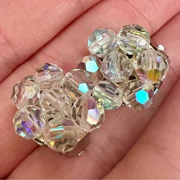 1950s Fairytale Facets Crystal Aurora Borealis Necklace and Earrings Jewelry Set - Picture 5 of 6